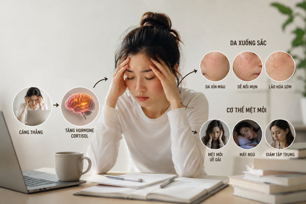 Vì Sao Căng Thẳng Dễ Khiến Da Xuống Sắc Và Cơ Thể Mệt Mỏi?